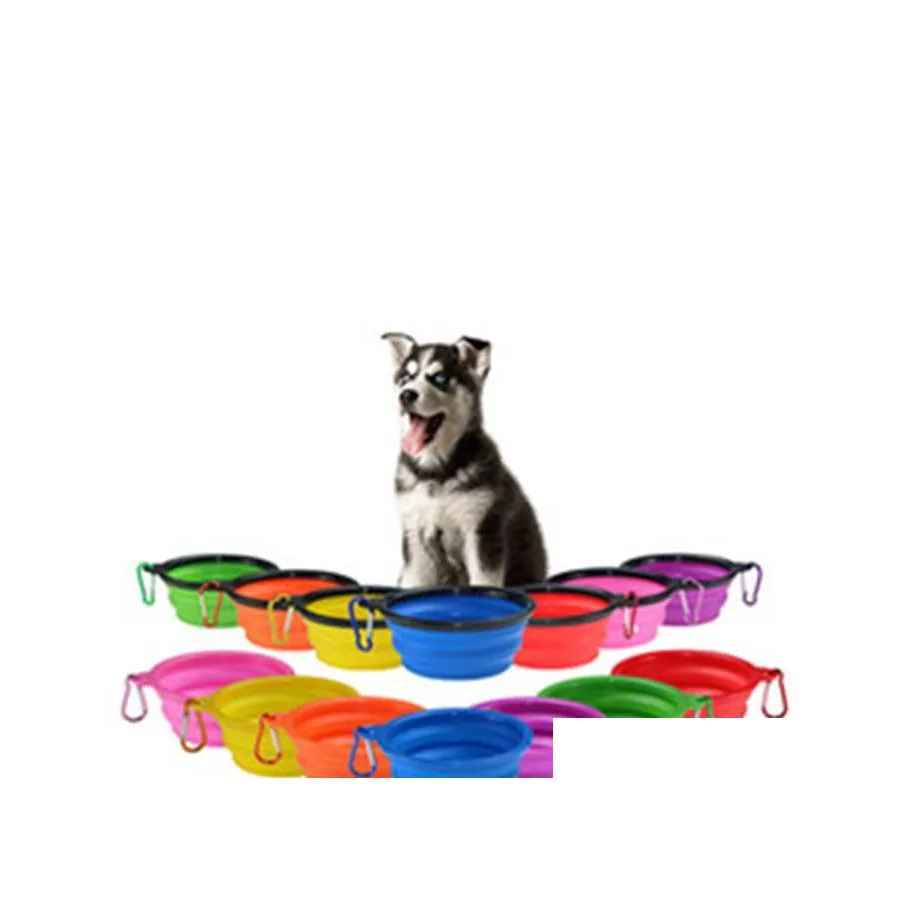 Dog Bowls Feeders Cat Water Dish Feeder Sile Foldable Feeding Bowl Travel Collapsible Pet Feed Tools 12 Colors Wll537Zwl Drop Deli Otfnu