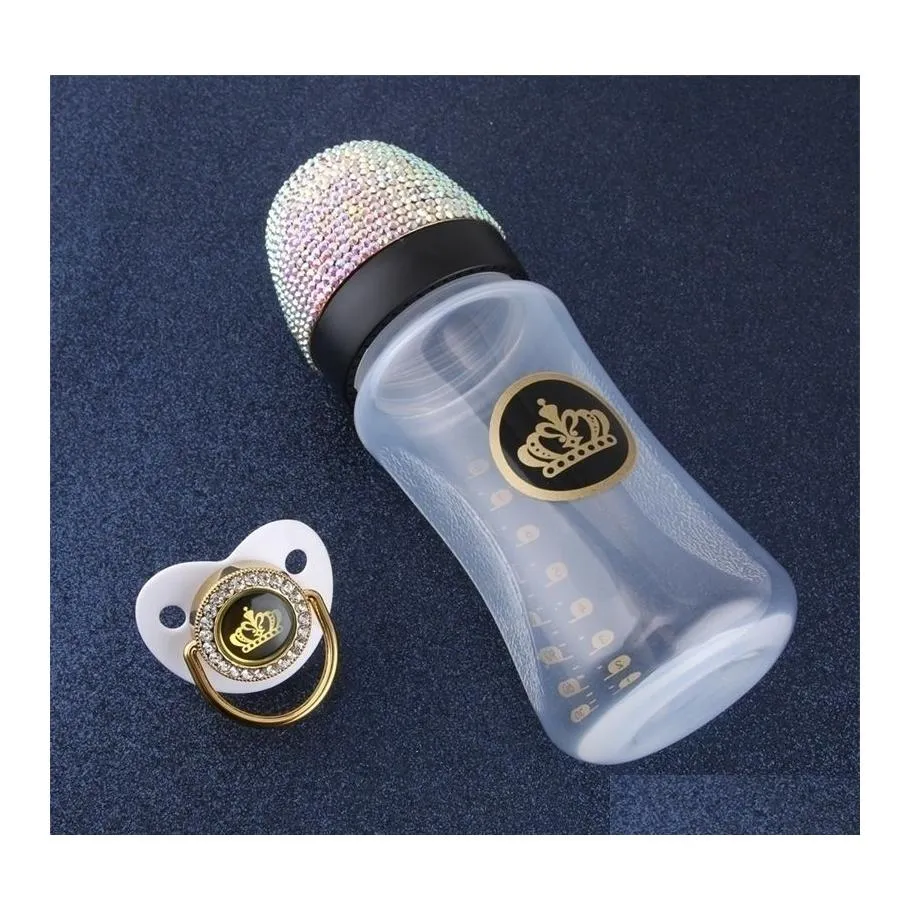 Baby Bottles# Bottles 240Ml Bling Feeding With Luxury Pacifier 8Oz Wide Caliber Born Nursing A 221018 Drop Delivery Kids Maternity Dhujf