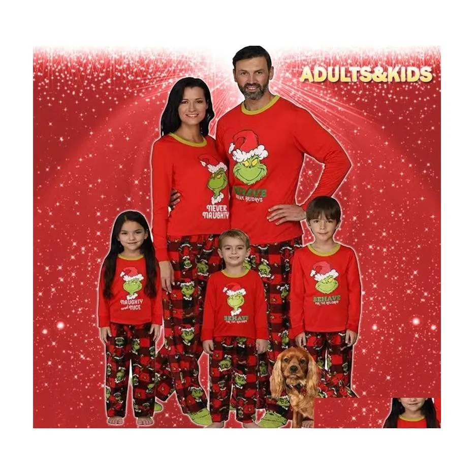 Family Matching Outfits Christmas Pajamas Sleepwear Familia Look Suit For Parentchild Pyjama Sets Drop Delivery Baby Kids Maternity C Dhqkf