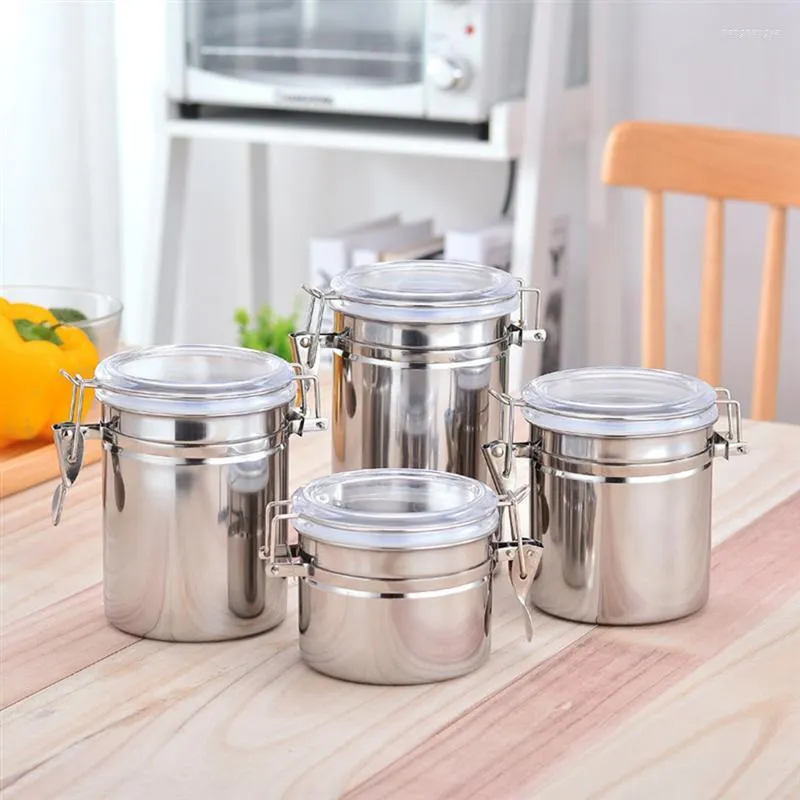 Storage Bottles 5 Inches Stainless Steel Sealed Food Containers Airtight Coffee Beans Tank Tea Leaf Container Kitchen Tool