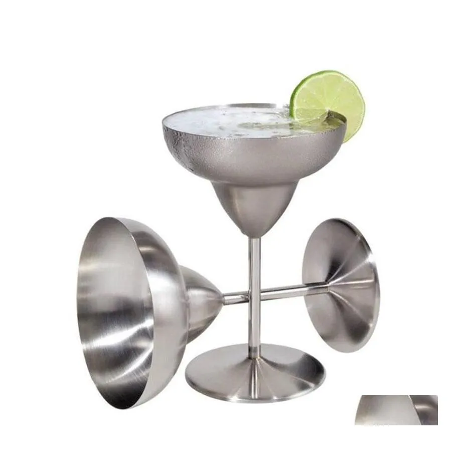 Diğer içecek şarap bardakları martini margaret fincan goblet kokteyl cam paslanmaz çelik kırmızı 260ml ysy417l damla teslimat ev bahçesi otsc