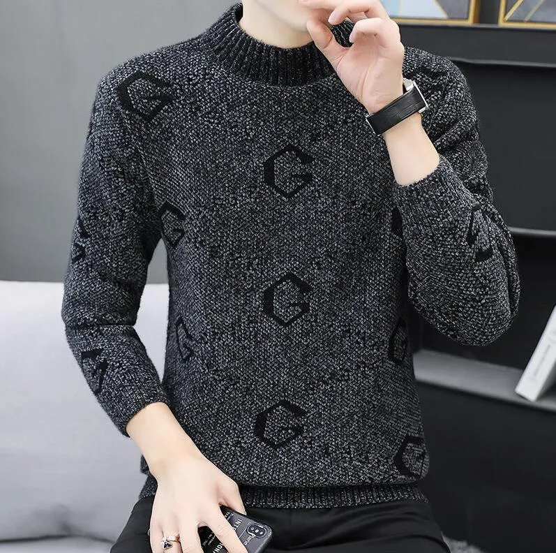 New Fashion Mens Winter Sweater Trendy Round Neck Knitwear With