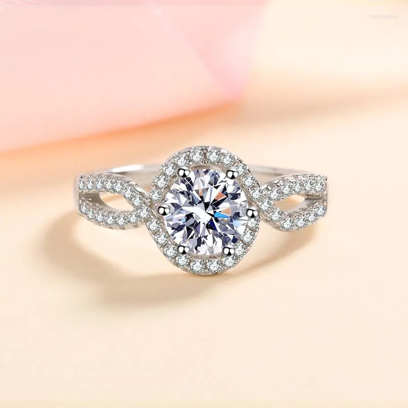 Bagues de grappe Inbeaut 925 Silver Round Excellent Cut 1 Ct D Color Pass Diamond Test Moissanite Bague de fiançailles Bijoux classiques pour femmes