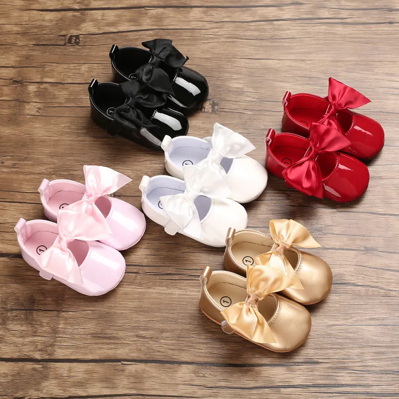 Lente babyschoenen PU leer pasgeboren jongens meisjes schoenen babyschoenen prinses strik peuter kinderen prewalker