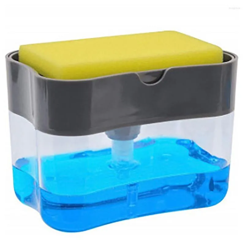 Storage Bottles Creative Hand Press Soap Box Detergent Liquid Dispenser Automatic Kitchen Scouring Pad Dishwashing Brush Case