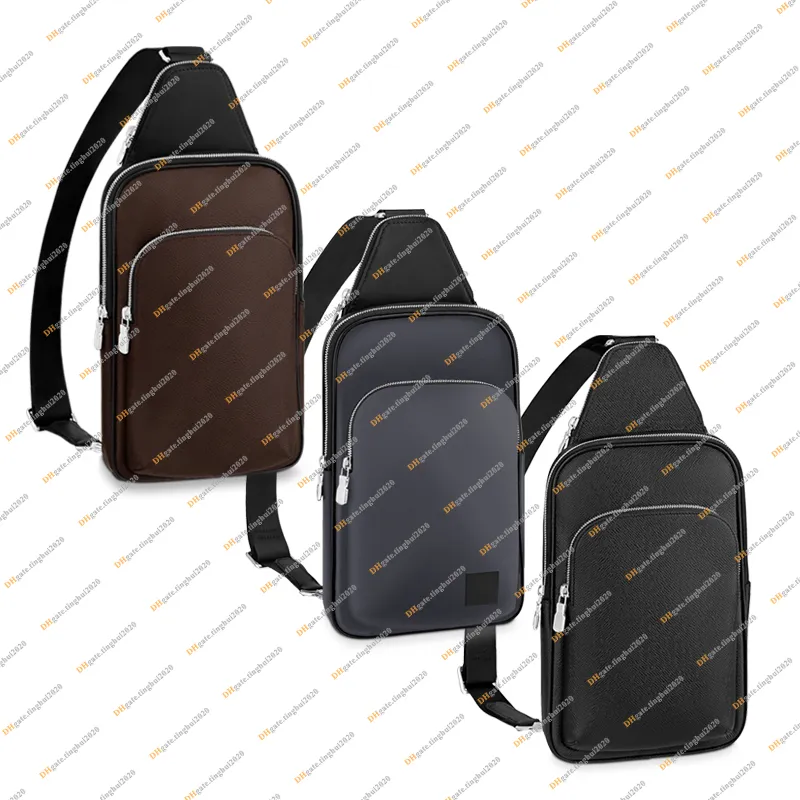Men's Genuine Leather Sling Bag Crossbody Messenger Bag with Zipper ...