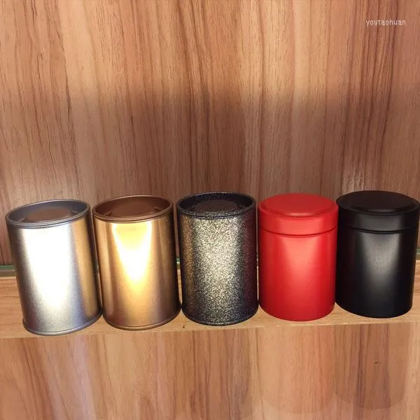 Garrafas de armazenamento Mini pacote de chá de chá portátil lata de jarra redonda de metal pequena lata de lata caixas de placa