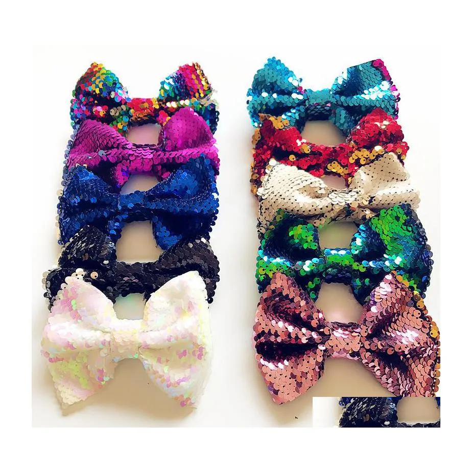 Autres organisations de ménage Paillettes Glitter Glitter Hairclip Baby Girl Hair Bow Épingles à cheveux Bowknot Ties Hairs Clips Hairwear Enfants Bou Otspd