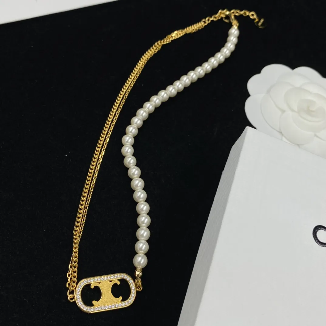 Luxurys Designer Damenschmuck Halskette C Ohrringe Mode Diamanten Anhänger Halsketten Armband mit Perlen Designer Frau Schmuck