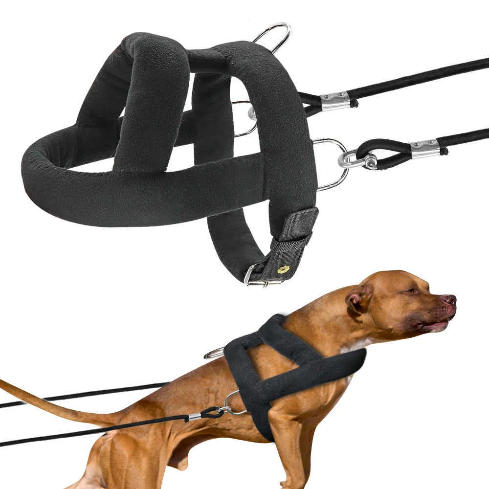 Colliers pour chiens Laisses Harnais et laisse de traction pour chiens Harnais de traîneau pour chiens rembourrés doux avec corde de plomb durable Pitbull Big Large Dogs Training T221212