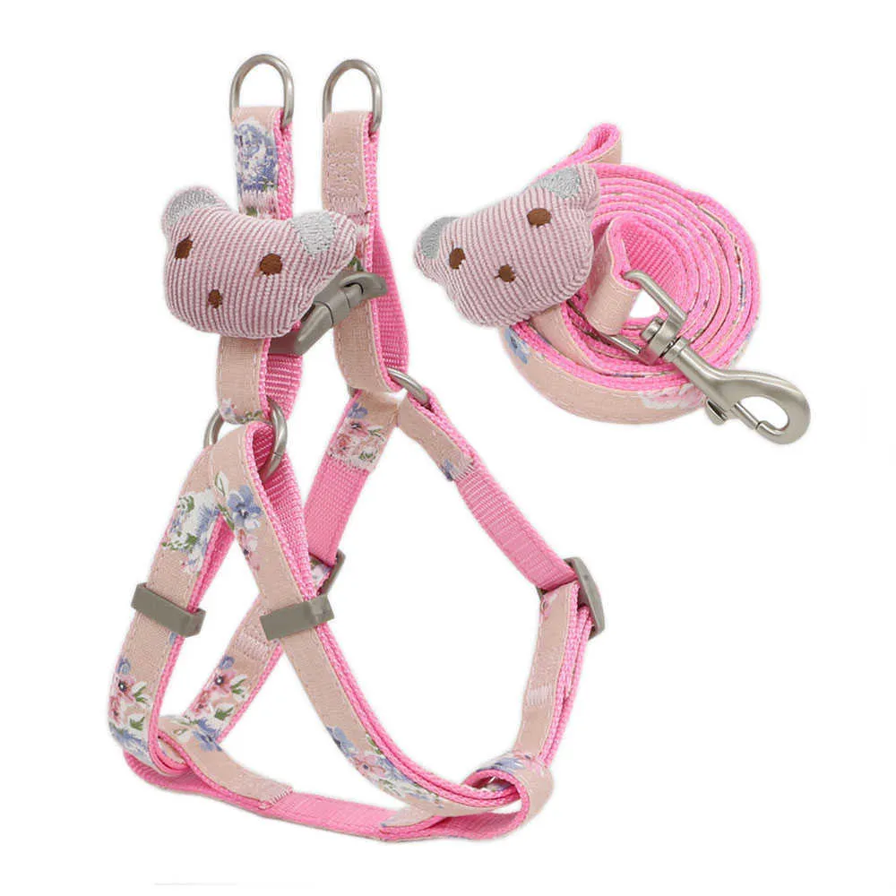 Hundhalsar Leases Dog Harness Leash Set Justerbara tryck Kattsele för små medelstora hundar Leases Walking Dog Supplies T221212