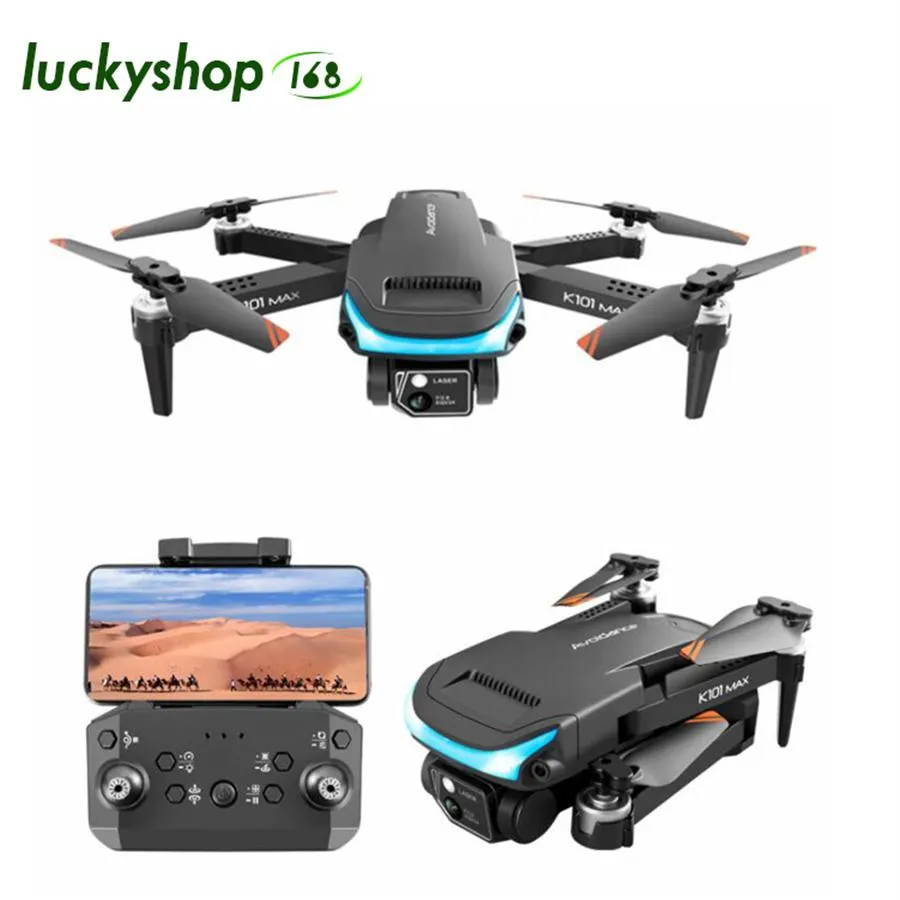 2022 Nieuwe K101 Max Mini-drone met dubbele 4K HD Camera Optische stroomlokalisatie DRON Real-Time Transmission Helicopter Toys Gifts294i