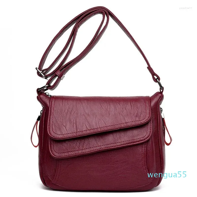 Bolsos de noche de Pu suave para mujer, bolso de hombro con solapa, bandolera de alta calidad para primavera y verano, compras femeninas de Color sólido