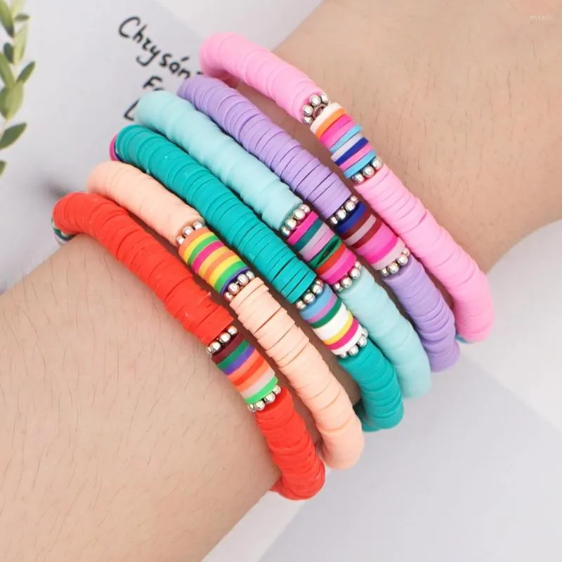 Strand Go2boho Heishi skivp￤rlor armband kvinnor modesmycken polymer lera armband sommarstrand elastiska pulserare grossistpris