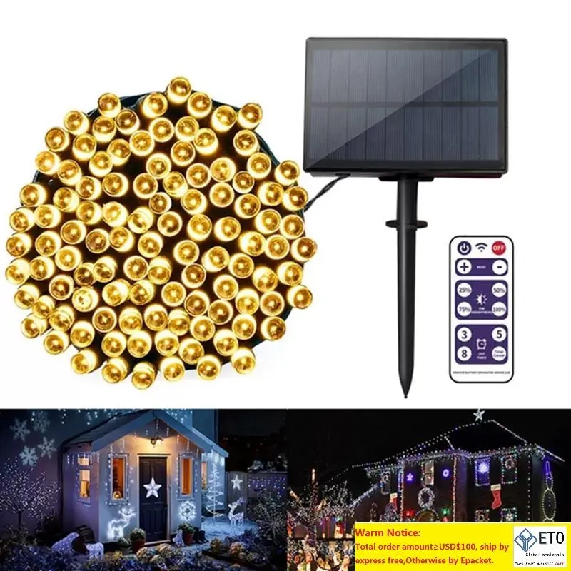 Edison2011 100LED200LED SOLAR String Light uppgraderad solpanel med avlägsna trädgårds julgran sagan Festival Lighting Decora