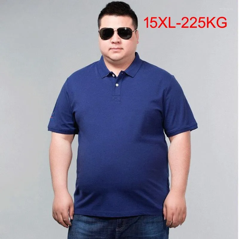 Polos para hombre, camiseta de talla grande 9XL 12xl 11xl 10XL 14XL 15XL, algodón, manga corta, verano, solapa azul