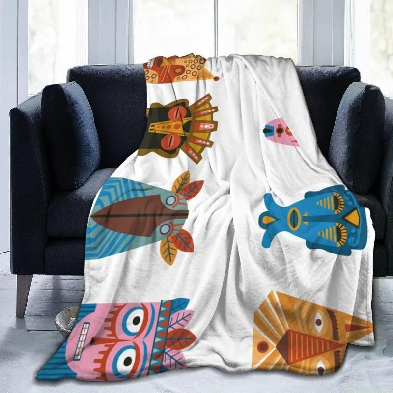 Blankets Flannel Blanket Traditional Ritual Masks Light Thin Mechanical Wash Warm Soft Throw On Sofa Bed Travel Patchwork