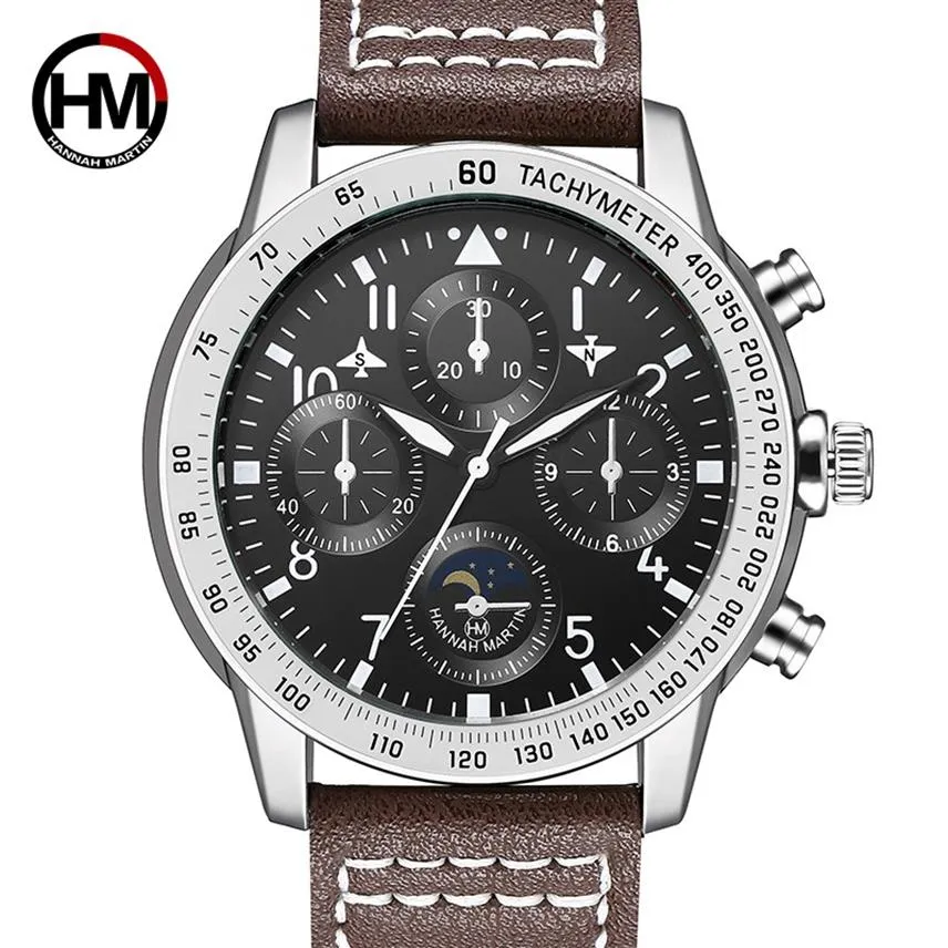 2018 Nowy kwarcowy zegarek dla mężczyzny duże pilotażowe zegarki sportowe dekoracyjne małe wybieranie swobodnego skórzanego paska na rękę 2256282c