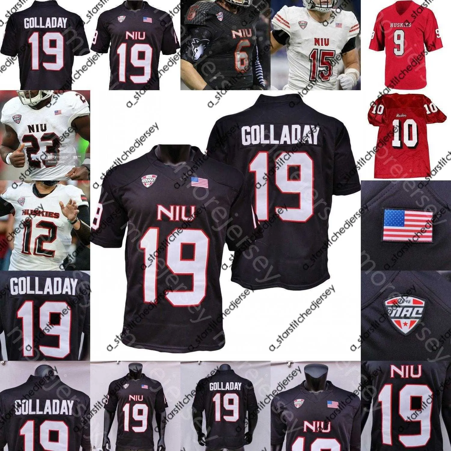 American College Football Wear Voetbalshirts Northern Illinois NIU Jersey NCAA College Kenny Golladay Rocky Lombardi Harrison Waylee Antario Brown Thornton Ra