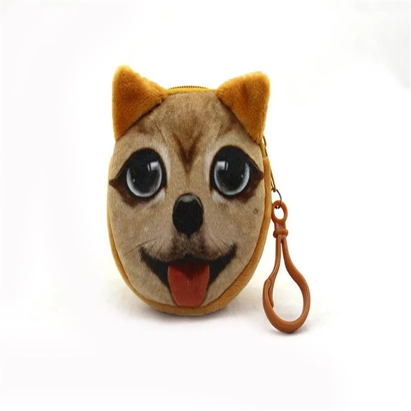 Porte-monnaie portefeuille dames 3D chats mignon visage Animal grand visage changement mode mignon petit sac à fermeture éclair pour femmes noël 2019 changement Pu252U