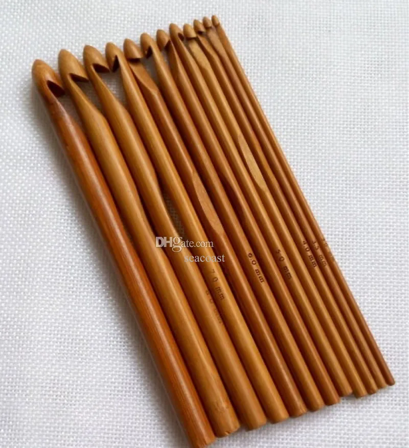 Hantverksverktyg 12 st/set tr￶ja stickning cirkul￤r bambuhandtag virkning krokar sl￤t v￤v hantverk n￥l 12 storlek storlek