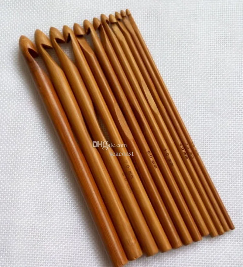 Craft Tools 12pcs/set Sweater knitting Circular Bamboo Handle Crochet Hooks Smooth Weave Craft Needle 12 Size