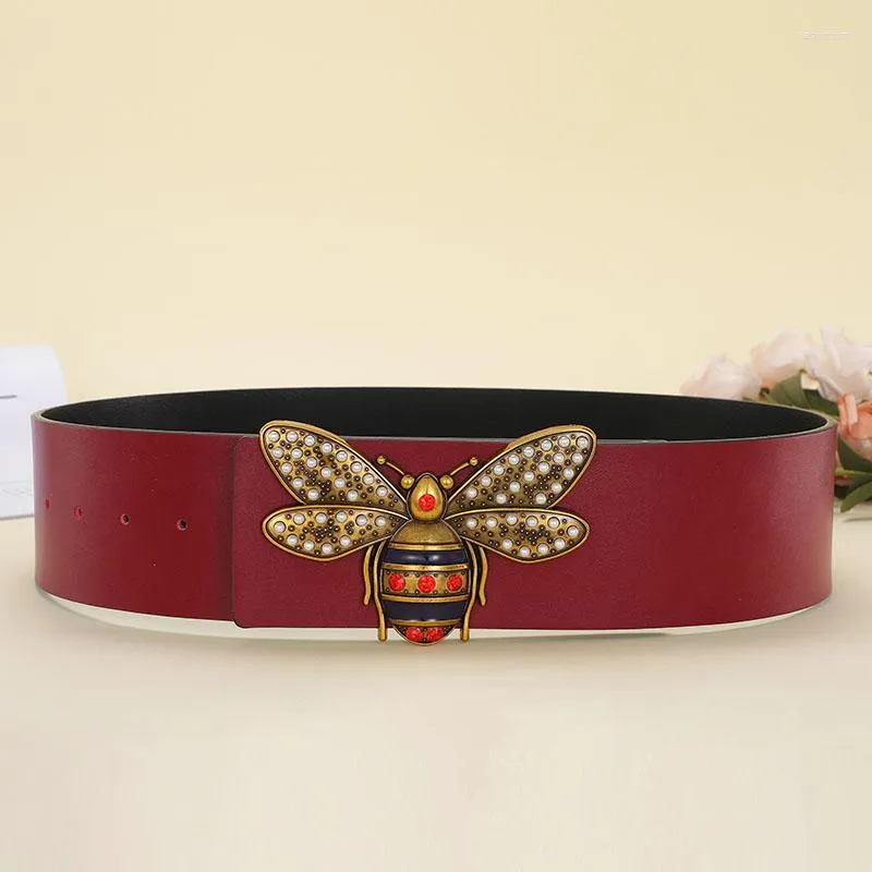 Pearl Bee Accent Women\'s Green & Red Leather Belt Gucci Bee web belt: green & red | eBay main image 3