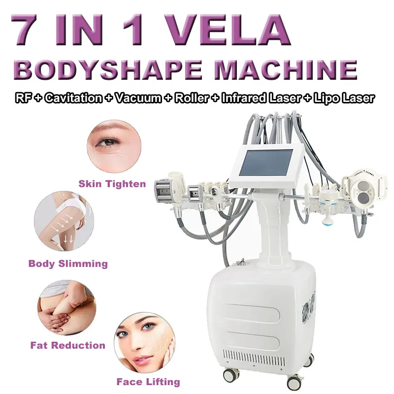 Vela Roller Lipolaser Machine Weight Loss RF Skin Tightening 7 IN 1 Cavitation Vacuum Roller Light Laser Wrinkle Removal Beauty Equipment