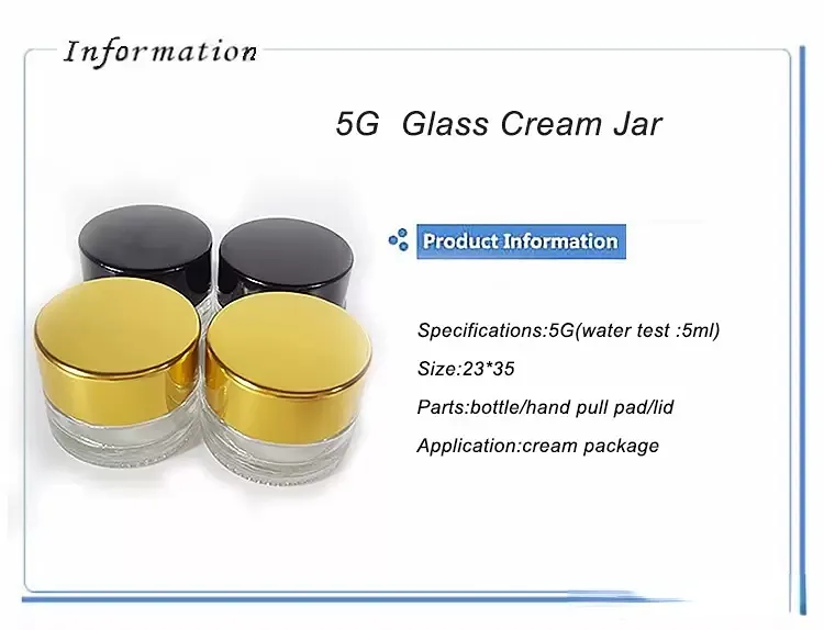 5g Clear Glass Pot Jar For Cream, Wax, Essential oil, Cosmetic - 5ml Sample Empty Container - Travel Refillable Packaging Bottle