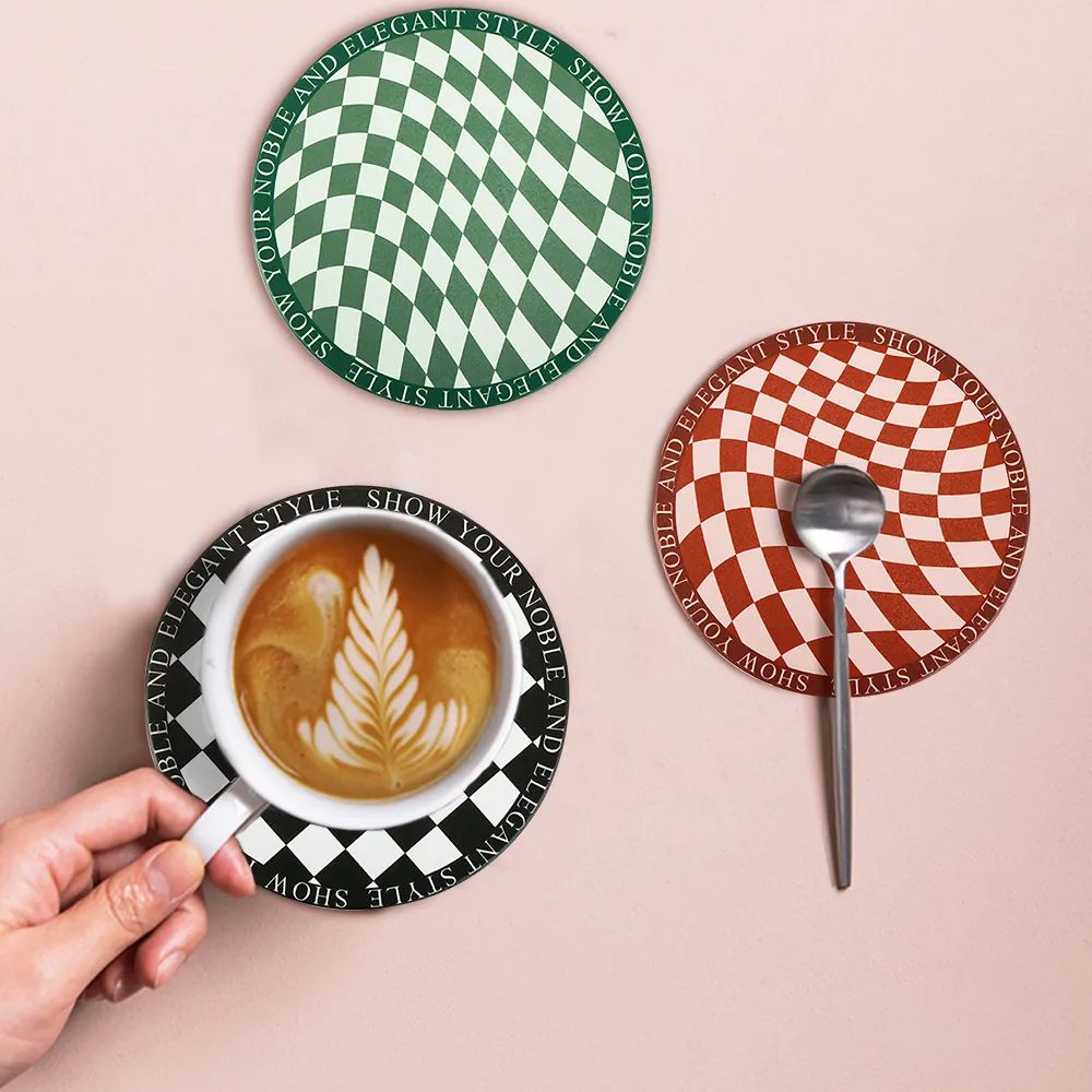 Retro Creative Checkerboard Acrylic Coaster Table Placemat Waterproof Heat Insulation Non-Slip Bowl Pad Cup Mat Home Decor CPA4500 ss1210