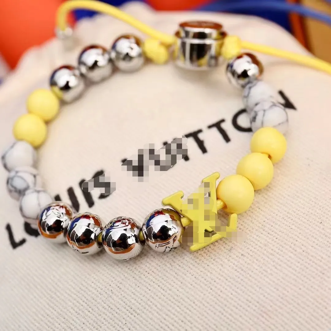 Bracciale catena perline monogramma giallo lettera girasole per uomo nuovo