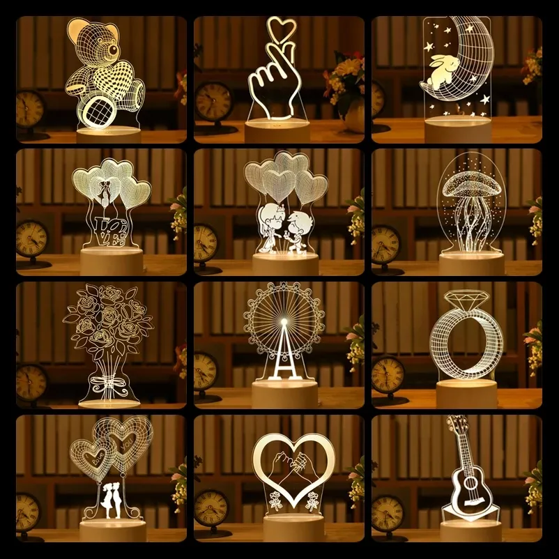2023 childrens night lights Romantic Love 3D Acrylic Neon Sign Led Lamp for Home Table Lamp Birthday Valentine's Day Bedside light
