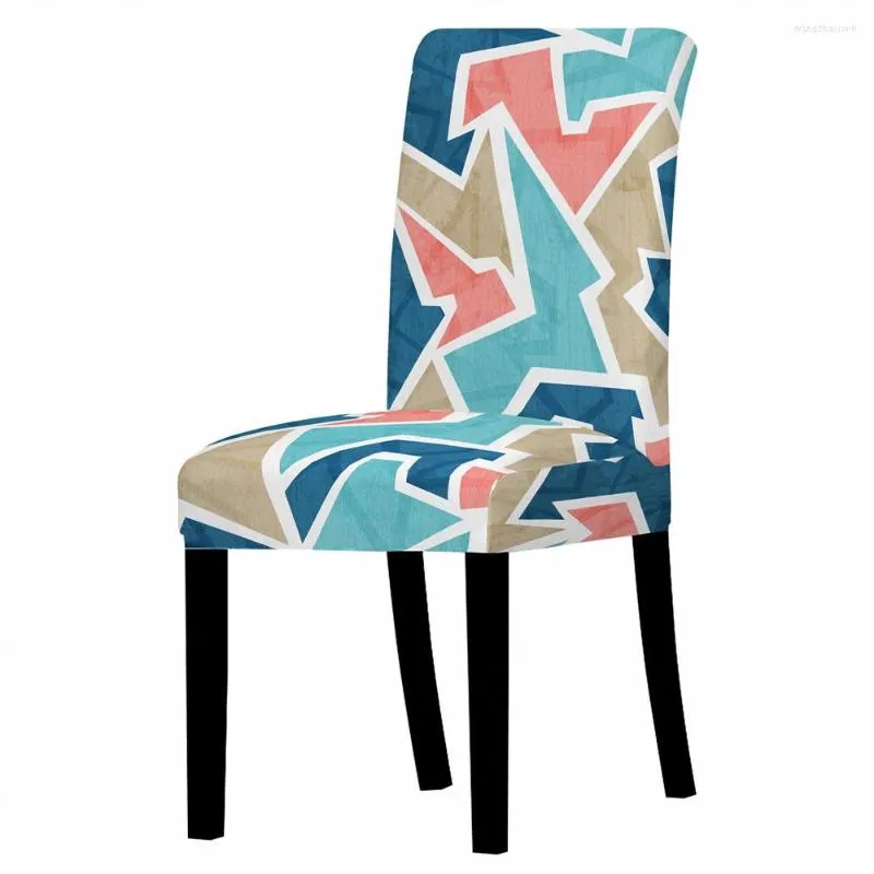 Stol täcker färgglada lapptäcke trycktäcktäcke hög rygg dammtät hem matsal dekor stolar levande lounge