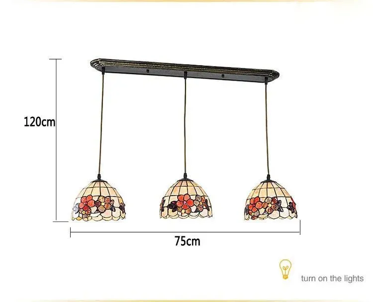 Lampade a sospensione Tiffany europea Retro Shell Luci pastorali mediterranee 3 Line Head Luminaria Teto appeso la decorazione domestica