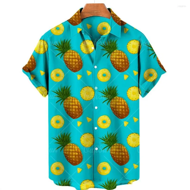 Freizeithemden für Herren 20 Herren-Hawaii-Strandhemd mit Blumen- und Fruchtdruck, kurzärmelig, Sommer, Urlaub, Mode, Übergröße