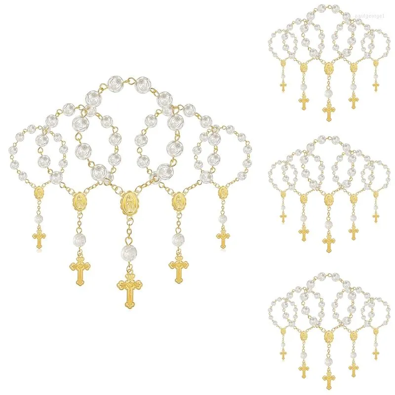 Bracelets de charme 20pcs Bapt￪me Favors avec des mini-chapelettes cross