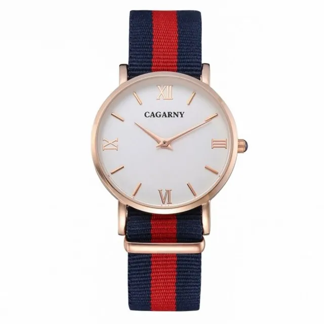 CAGARNY Uhren Damenmode Quarzuhr Uhr Frau Roségold Ultradünnes Gehäuse Nylonarmband Casual Ladies246j