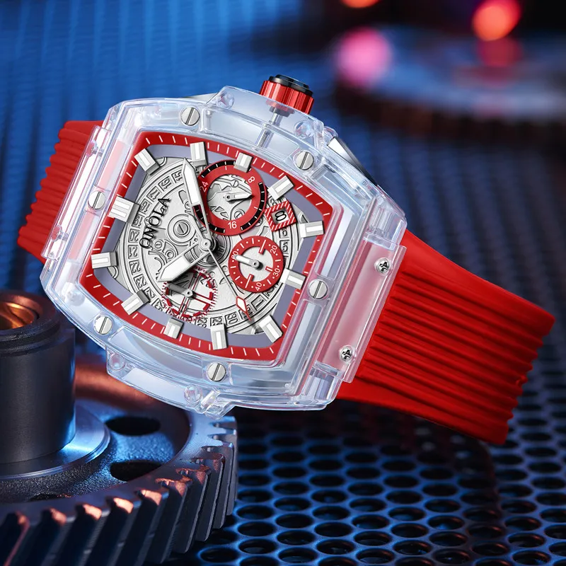 Reloj de plastico de disenador de la marca Aurora para hombre 2023 reloj de cuarzo de lujo unico de ocio para hombre reloj deportivo cuadrado blanco