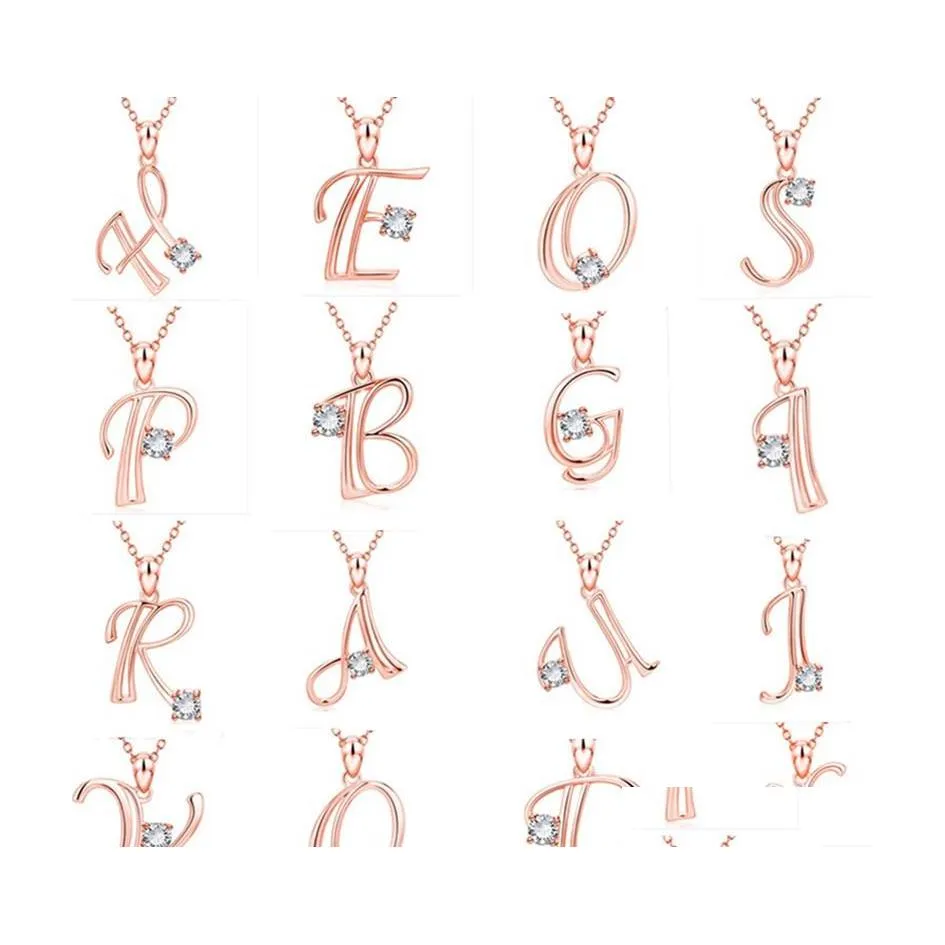 Pendant Necklaces 26 English Letters For Women Men Fashion Alphabet Rhinestone Personality Jewelry Birthday Gifts P166Fa Drop Delive Dhsds