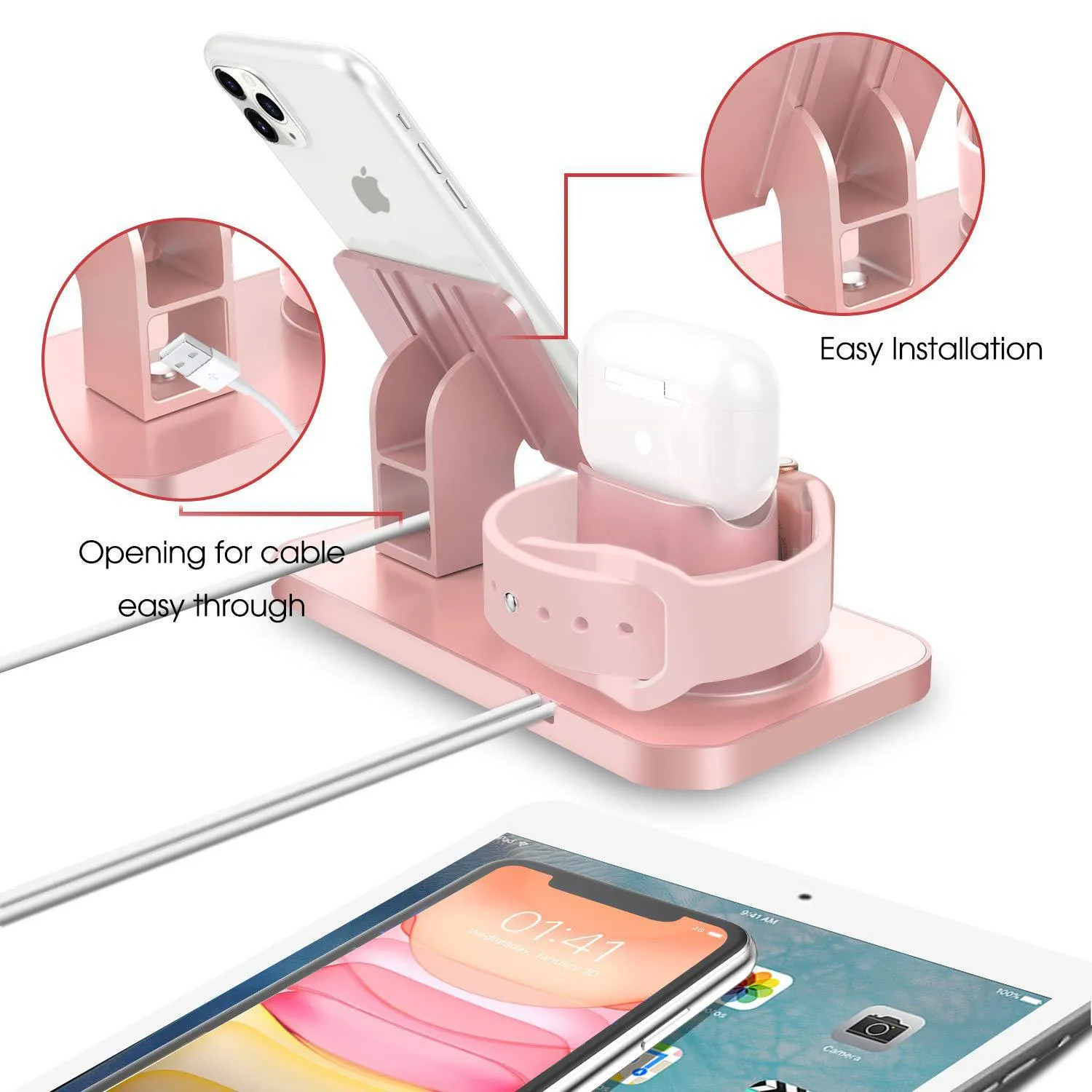 3 in 1 Charging Stand Universal Charger Dock Station Compatible for Airpods Apple Watch iPhone 14 13 12 11 SE2 XSMax XR 8 7 6S Plus iPad