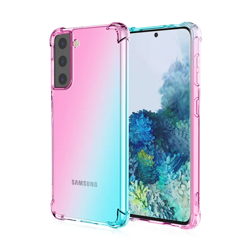 Pare-chocs double couche TPU haute protection dégradé couleur Airbag téléphone couverture arrière pour Samsung Galaxy S9 S9PLUS S10 S10E S10plus étui mobile transparent B218