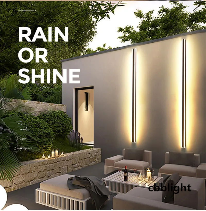 Moderne waterdichte outdoor lange strip led wandlamp ip65 aluminium wandlampen tuin veranda sconce licht 110V 220V luminaire lrg013