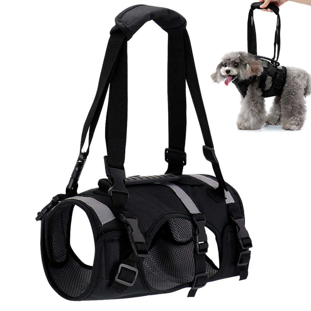 Hundhalsar Leasches Reflektiv hundlyftsele Mesh Nylon Pet Lifting Support Vest Harness för gamla skadade hundar med stödlyfthandtag T221212