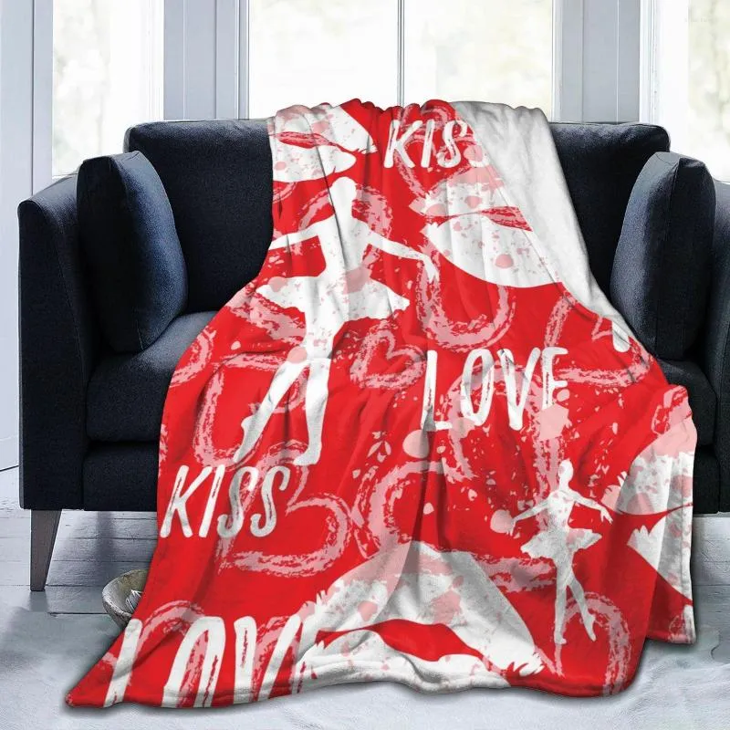 Blankets Flannel Blanket Ballerina Lips Love Heart Ballet Soft Micro Fleece For Bathrobe Sofa Bed Travel Home Winter Spring Fall