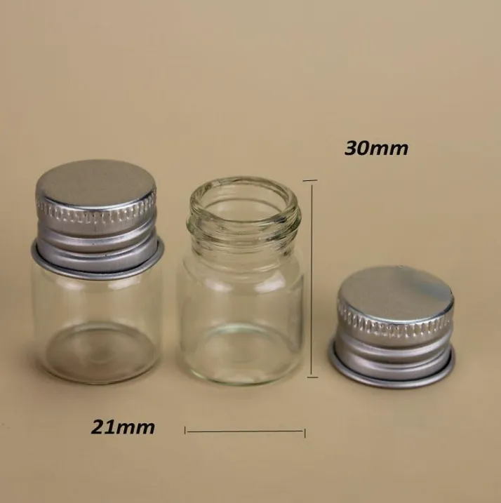 5ML Clear Glass Bottles Makeup Cosmetic Sample Bottles Jar Refillable Perfume Essential Oils Vial Container With Aluminium Screw Cap