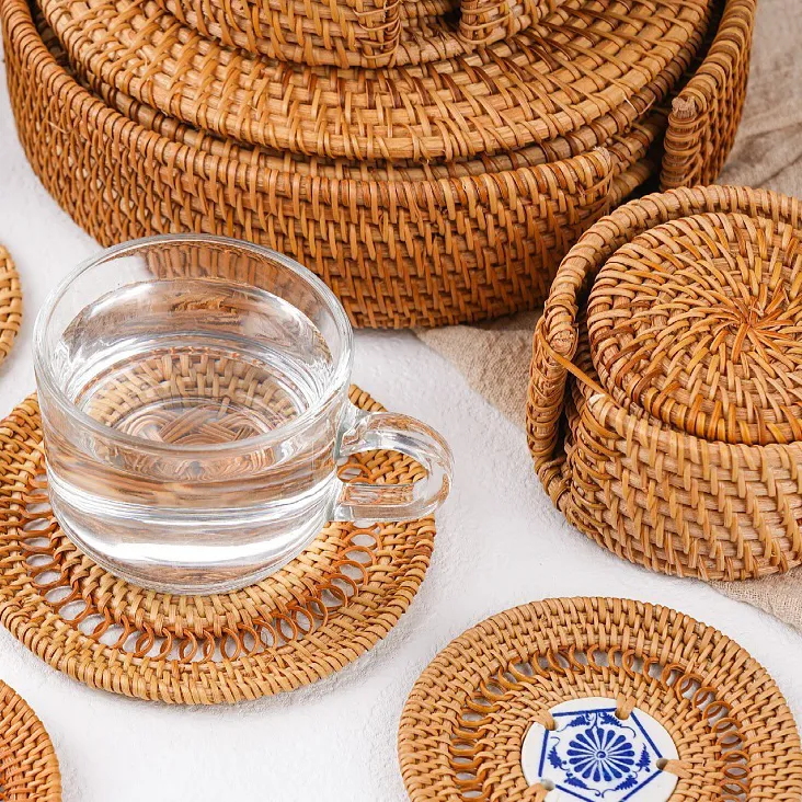 Round Tableware Mat Hollow Out Autumn Vine Woven Coaster Saucer Household Kitchen Table Heat-resistant Keep Warm Casserole Pad CPA4501 ss1210