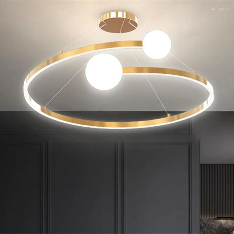 Plafoniere Nordic Modern Ring Light Led per sala da pranzo Living Shop Glass Ball Gold Camera da letto Apparecchio di illuminazione