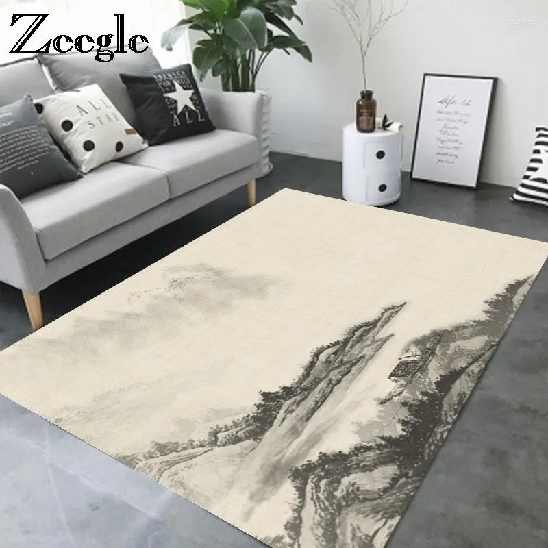 Mattor Zeegle Chinese Ink Målning Golvmatta Absorberande för vardagsrum som inte slipper med matta sovrum Barnmattor