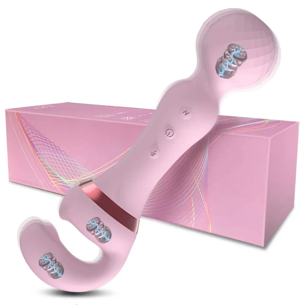 Giocattolo del sesso Potente vibratore AV 2 in 1 Bacchetta magica femminile Stimolatore del clitoride Ricarica USB 20 modalità Massaggiatore del punto G Giocattoli Dildo per le donne HVAE