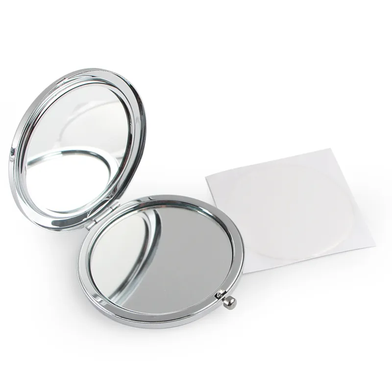 DIY Makeup Compacts Blank Pocket Mirror With Epoxy Sticker In Silver